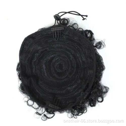 MYZYR 7inch Purple Short Hair Synthetic Clip in Hair Bun Hairpiece Puff Afro Curly Drawstring Ponytails for Black Women Ombre